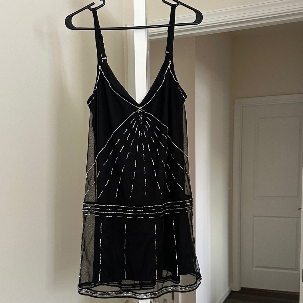 Abercrombie & Fitch Black Dress with Silver Beaded Accents - Picture 1 of 3